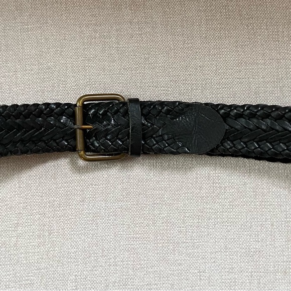 Belt- Braided Leather Black Belt - Picture 2 of 7